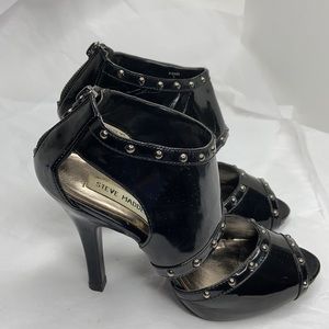 Steve Madden Black Patent Leather Studded Stiletto Heels Size 7